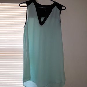 No sleeve tiffany blue and black polyester sheer